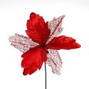 Ver imagem 1 de Kit 2 Flor Vermelha Decoração Natal Artificial Glitter 29cm