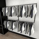Ver imagem 1 de Arara de Roupas para Loja Quarto Closet 7 Peças Regulável 200x100 Cm Cor Preto Kit Clst1p121