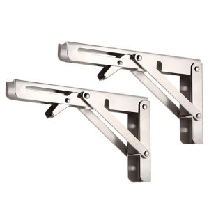 Kit 2 Suportes Inox Mão Francesa Dobrável Retrátil 20cm