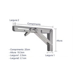 Kit 2 Suportes Inox Mão Francesa Dobrável Retrátil 20cm - 2