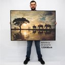 Ver imagem 2 de Quadro Decorativo em Canvas Elefante e a Paisagem TaColado Moldura Flutuante 4,5cm Freijó 120 x 80cm