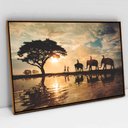 Ver imagem 1 de Quadro Decorativo em Canvas Elefante e a Paisagem TaColado Moldura Flutuante 4,5cm Freijó 120 x 80cm