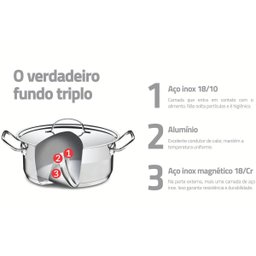 Jogo de Panelas Tramontina Professional Inox Fundo Triplo 5pçs Caçarolas Frigideira Cozi-vapore - 5