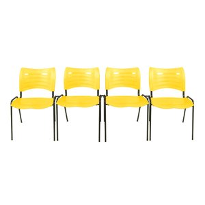 Kit com 4 Cadeiras Iso turim plastica Igreja Recepção Escola amarela PopMov kit 4 cadeira iso