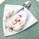 Ver imagem 2 de Kit 4 Guardanapos de Tecido Boneco de Neve Branco 40cmx40cm