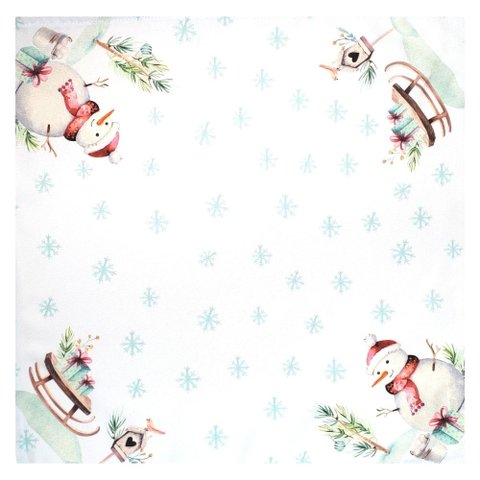 Kit 4 Guardanapos de Tecido Boneco de Neve Branco 40cmx40cm