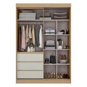 Ver imagem 3 de Guarda-roupa Solteiro Bagda 100% Mdf 3 Portas 3 Gavetas Castanho/off White - Mx Móveis