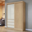 Ver imagem 1 de Guarda-roupa Solteiro Bagda 100% Mdf 3 Portas 3 Gavetas Castanho/off White - Mx Móveis