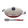 Panela Wok Paris Alumínio Antiaderente 36cm e Espátula de Silicone Verano Vermelho - Tramontina - 1