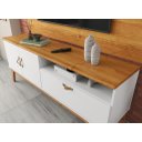 Ver imagem 2 de Rack + Painel Si 1.60m Estilo Retrô para Tv até 60'' Cor Cinamomo / Branco