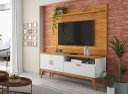 Ver imagem 1 de Rack + Painel Si 1.60m Estilo Retrô para Tv até 60'' Cor Cinamomo / Branco