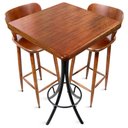 Ver imagem 1 de Cj Mesa Madeira 60x60cm - Bistrô Fixa 98cm + 2 Banquetas 73 - Natural - Liso