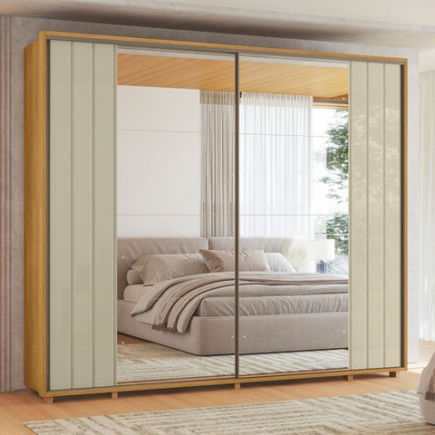 Guarda Roupas com 2 Espelhos 2 Portas de Correr 280cm Dali 163 Espazzo Madetec