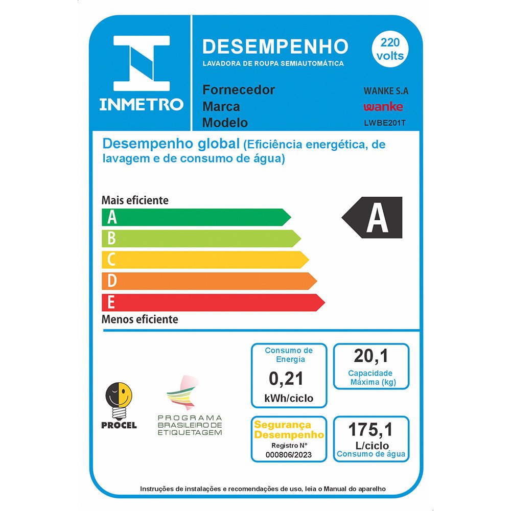 Máquina de Lavar Wanke 20kg Premium Plus Semi-automática 220v - 8