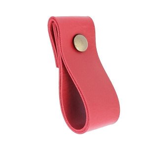 02 Puxadores Dobi Parafuso - Textura de Couro Vermelho:Ouro Velho