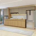 Ver imagem 1 de Cozinha Completa Modulada 6 Peças 13 Portas 4 Gavetas com Rodapé 100% MDF Simone Mendes Marrom/Carvalho/Greige