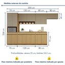 Ver imagem 3 de Cozinha Completa Modulada 6 Peças 13 Portas 4 Gavetas com Rodapé 100% MDF Simone Mendes Marrom/Carvalho/Greige