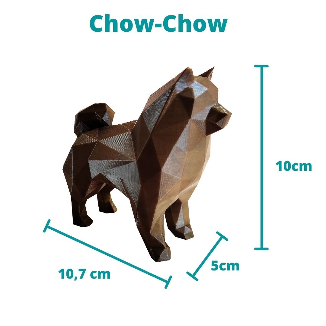 Chow-chow Decorativo - Estatueta 10cm De Altura - Toque 3d: Bronze