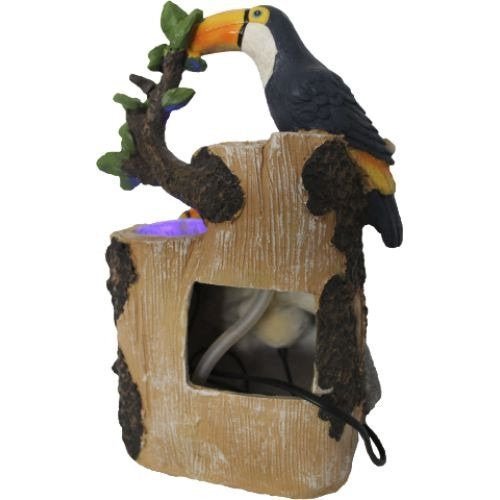 Fonte de Água com Árvore e Dois Tucanos com Luz LED (30cm) - 220v - 2