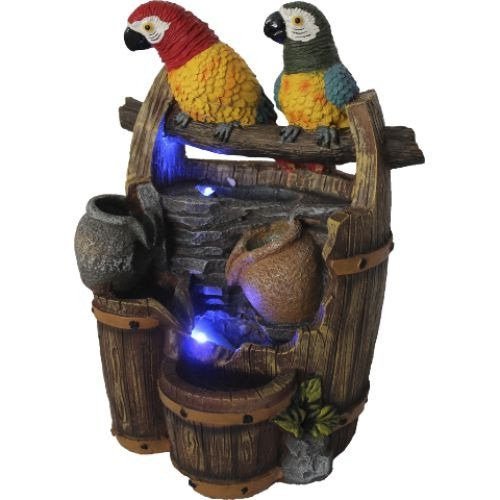 Fonte de Água com Casal de Araras e Vaso com Barris (30cm) - 110v - 1