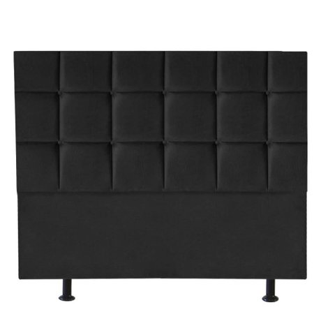 Cabeceira Estofada Cama Box Casal King 195cm Espanha Corino Preto- Mabe Magazine