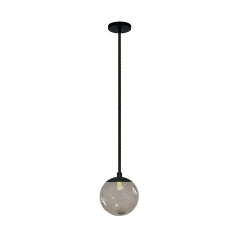 Pendente Moderno Preto P/ Bancada Cozinha Cabeceira de Cama Arevo Iluminação Jabuticaba Vidro Fumê
