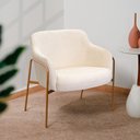 Ver imagem 2 de Poltrona Decorativa Jade Base Aço Ouro Fosco Bouclé Off White - Nexta Casa