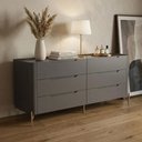 Ver imagem 1 de Cômoda para Quarto Bend 6 Gavetas MDF sem Puxador Grigio com Dourado Casa Lar Shop