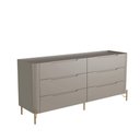 Ver imagem 2 de Cômoda para Quarto Bend 6 Gavetas MDF sem Puxador Grigio com Dourado Casa Lar Shop