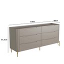 Ver imagem 3 de Cômoda para Quarto Bend 6 Gavetas MDF sem Puxador Grigio com Dourado Casa Lar Shop