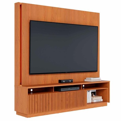 Estante Painel Tv 75 Pol com Led 200cm Mafra Freijó C05 Mpozenato