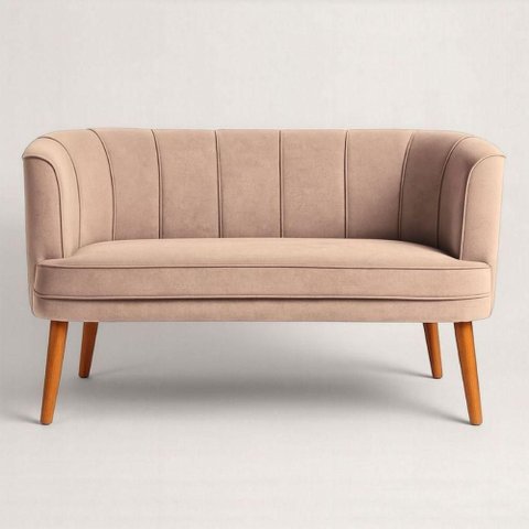 Sofá Namoradeira Italia 125cm Rosa Veludo Rose Estrutura Madeira Maciça Design Elegante