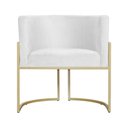 Ver imagem 2 de Poltrona Luana Base Metálica Dourada Suede Branco - Vallisa Decor