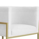 Ver imagem 3 de Poltrona Luana Base Metálica Dourada Suede Branco - Vallisa Decor