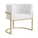 Ver imagem 1 de Poltrona Luana Base Metálica Dourada Suede Branco - Vallisa Decor