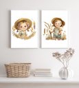 Ver imagem 2 de Kit 2 Quadros Quarto Infantil- Menina Fazendinha 24x18cm:madeira Branca