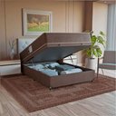 Ver imagem 1 de Cama Box Baú Casal + Colchão Prime Espuma D45 Marrom Suede Marrom/marrom