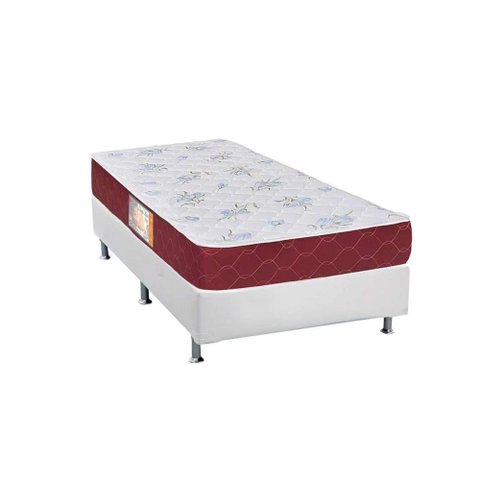 Cama Box Solteiro Colchão Espuma Castor Sleep Max + Base CRC Courano White(88x188)