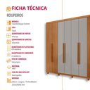 Ver imagem 5 de Guarda Roupa Casal Toronto 100 Mdf 8 Portas e 4 Gavetas com Pés Moderna Mobília