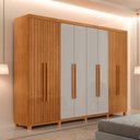 Ver imagem 1 de Guarda Roupa Casal Toronto 100 Mdf 8 Portas e 4 Gavetas com Pés Moderna Mobília
