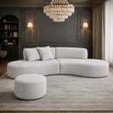 Ver imagem 1 de Sofá e Puff Orgânico Virginia 200cm Sala Bouclé: Prata