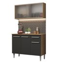 Ver imagem 3 de Armário de Cozinha Compacta Emilly 105cm com Armário e Balcão Rustic/Preto Emilly Madesa 01