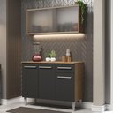Ver imagem 1 de Armário de Cozinha Compacta Emilly 105cm com Armário e Balcão Rustic/Preto Emilly Madesa 01