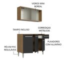Ver imagem 5 de Armário de Cozinha Compacta Emilly 105cm com Armário e Balcão Rustic/Preto Emilly Madesa 01