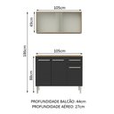 Ver imagem 4 de Armário de Cozinha Compacta Emilly 105cm com Armário e Balcão Rustic/Preto Emilly Madesa 01