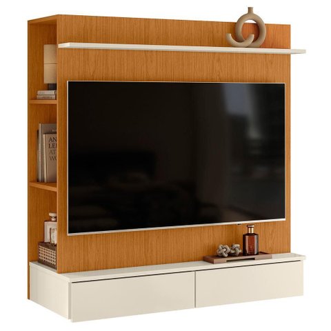 Closet com Painel Wave Cinamomo/off White para Tv até 42” - Móveis Albatroz