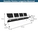 Ver imagem 3 de Longarina 4 Lugares Montreal Or Design 215 Cm Largura Aço Cromado e Pintura Cinza com Braços