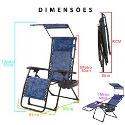 Cadeira Espreguiçadeira Praia Reclinavel Dobravel Verao Piscina Jardim Quintal Descanso Lazer Pescar - 2
