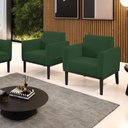 Ver imagem 1 de Kit 2 Poltronas Decorativas Isabella Pés Fixo em Madeira Preto Veludo Verde Esmeralda G19 - Gran Bel
