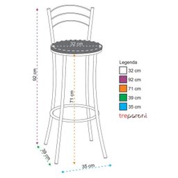 Kit 2 Banquetas Fixas BP26A de Metal e Assento Espuma D15 Treparoni - 2
